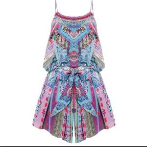 Camilla silk embellished pattern playsuit romper size M